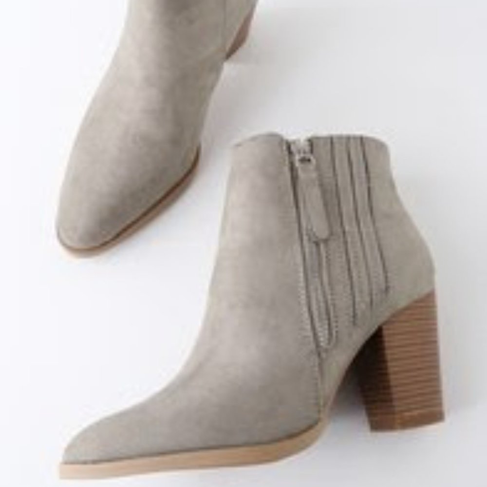 lulu's gray suede booties